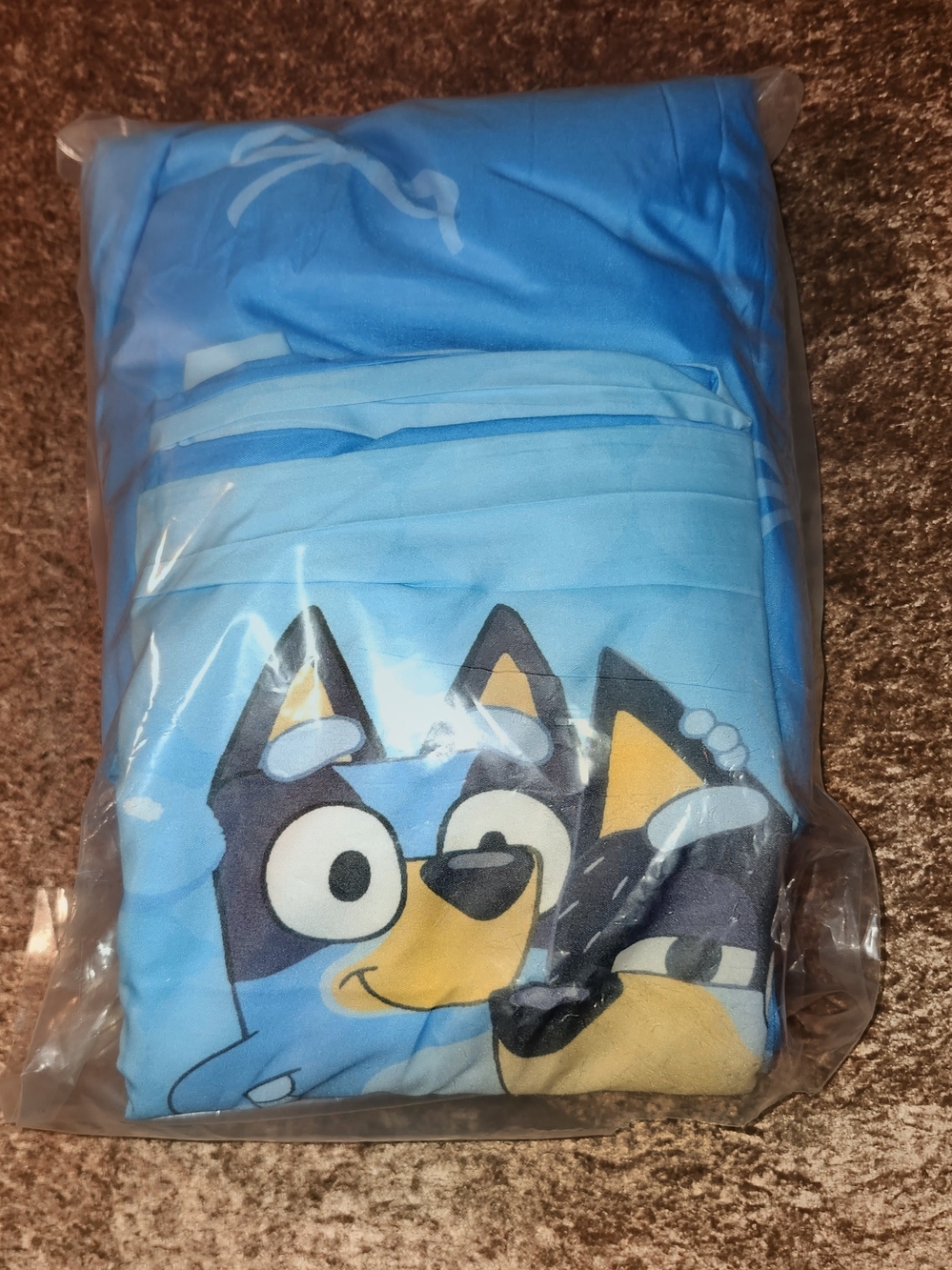 Bluey Kids Duver Bedding Set - Bright Sky Blue Cartoon Design
